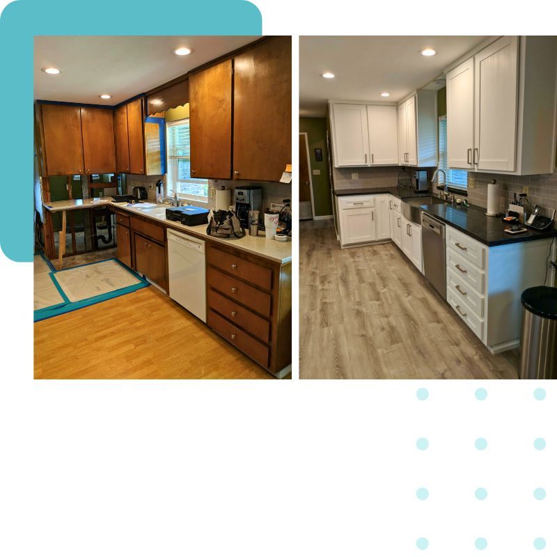 a before and after kitchen transformation completed by JV Cabinets