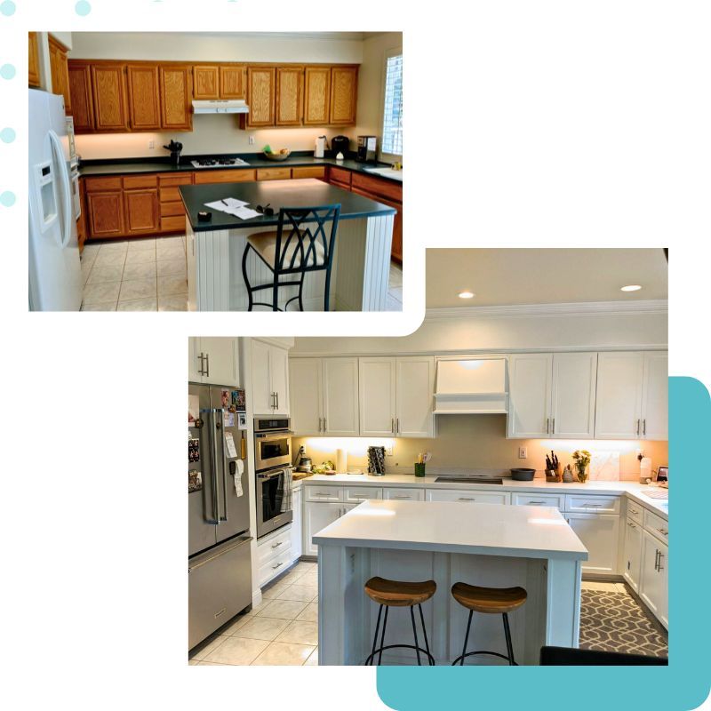 a before and after kitchen transformation completed by JV Cabinets