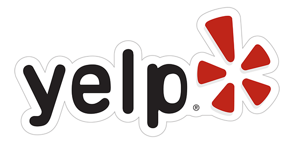 A yelp logo with a red star on it