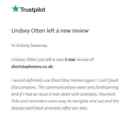 Five-star review of Galtons Cottage in Dorset. Would recommend and reuse Short Stay Homes.
