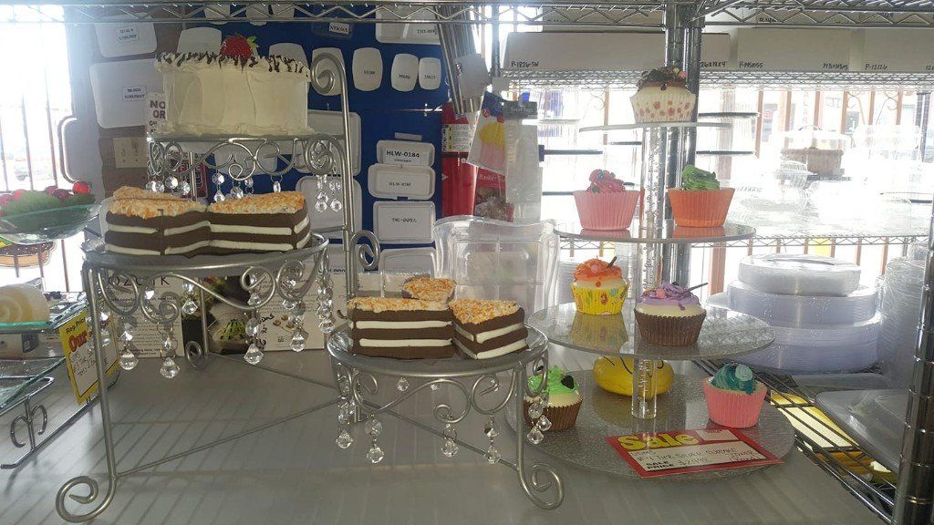 bakery items on cake stands