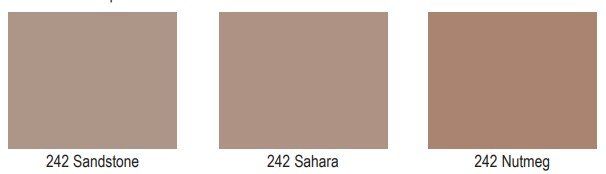 Three different shades of brown are shown on a white background.