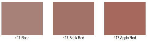 Three different shades of red are shown including 417 rose 417 brick red and 417 apple red