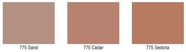 Three different shades of brown are shown on a white background.