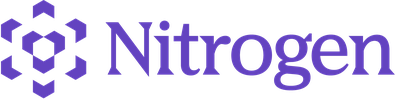 The logo for nitrogen is purple and white with a purple flower.