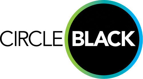The logo for circle black is a black circle with a green border.