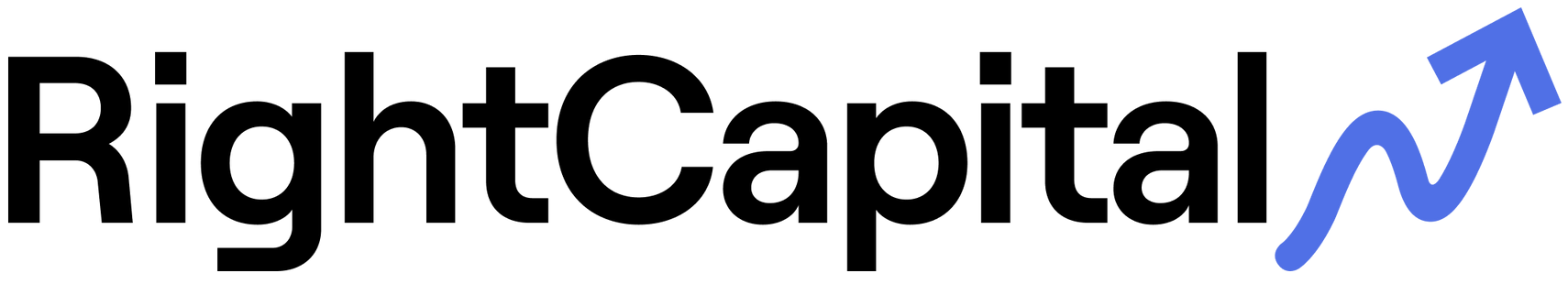 A logo for right capital with a blue arrow pointing up.
