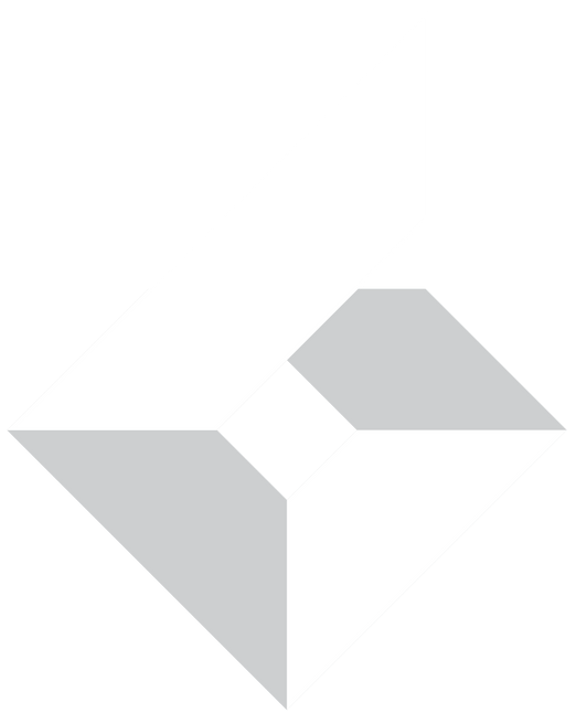 A gray triangle with a shadow on a white background.