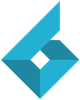 A blue box with a square in the middle on a white background.