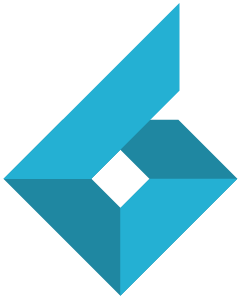 A blue box with a square in the middle on a white background.