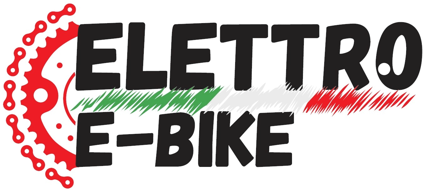 Logo per la bici elettrica Elettro. Presenta la grafica della catena di una bicicletta e i colori della bandiera italiana.