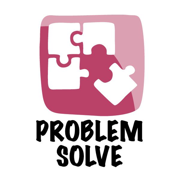 Puzzle pieces fitting together, maroon background, text 