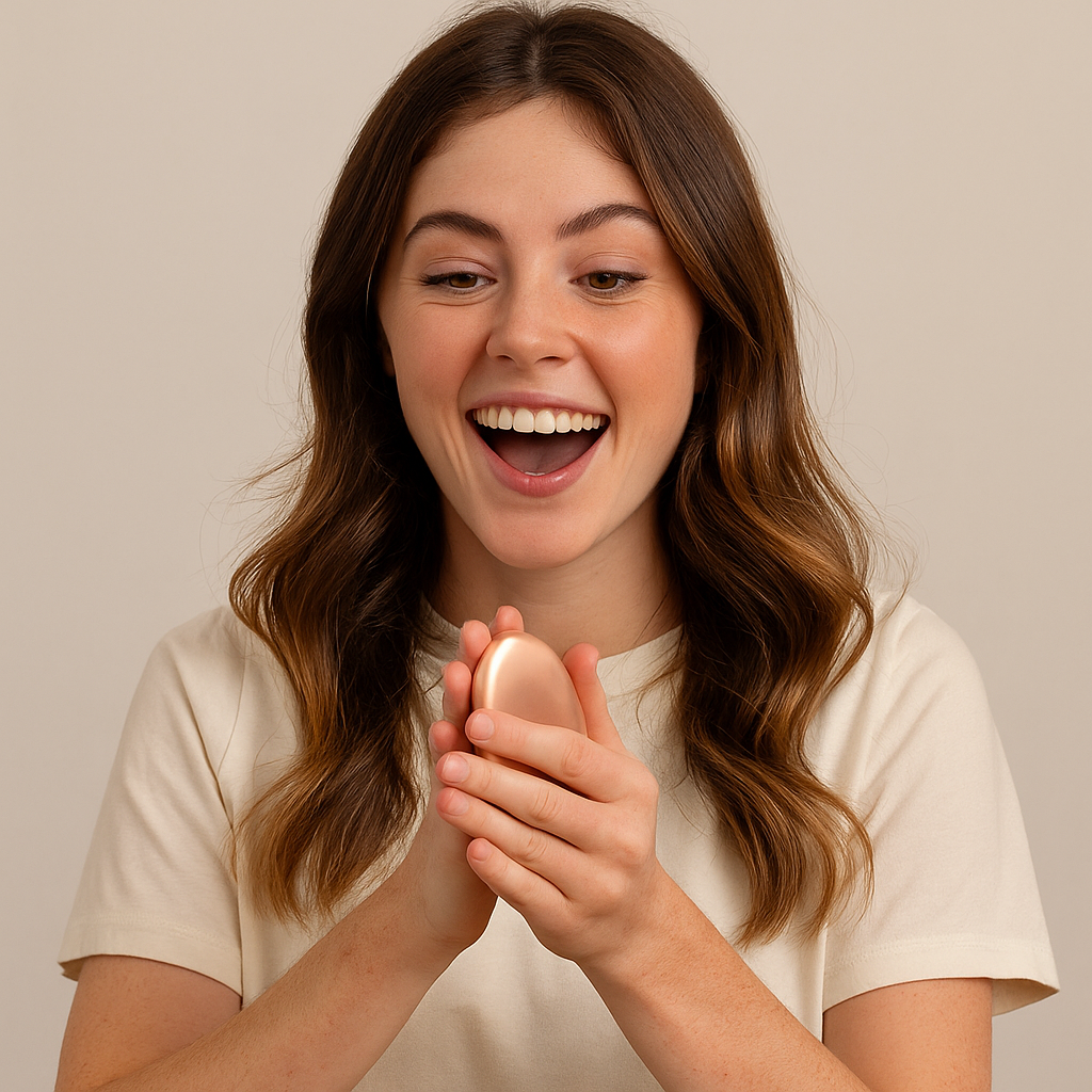 Family sitting on rocks by the ocean, looking at the water. Cloudy sky, trees in the background.