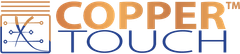 Logo for Copper Touch, with abstract graphic and company name.