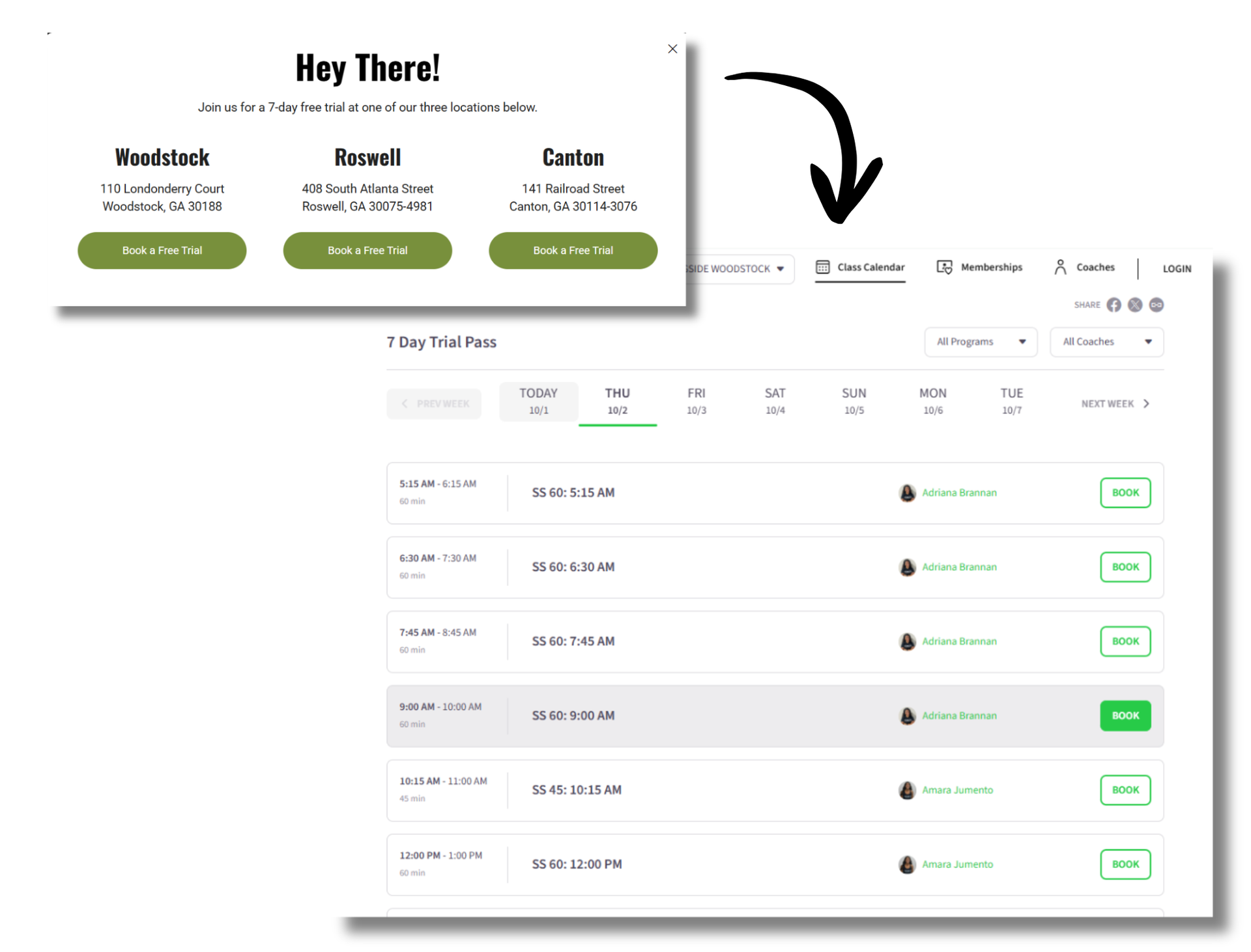 Three phones are displaying different screens of a app.