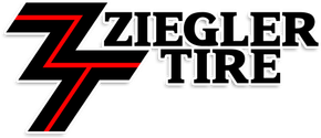 Ziegler Tire logo: Black stylized Z with red stripes, next to "ZIEGLER TIRE" in bold black letters.