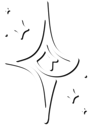 Stylized starburst with four points and smaller sparkles.