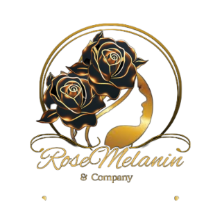 A logo for a company called rose melanin and company