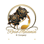 A logo for a company called rose melanin and company