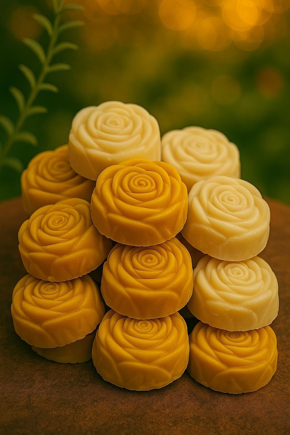 A bunch of yellow pieces of hay are stacked on top of each other on a white background