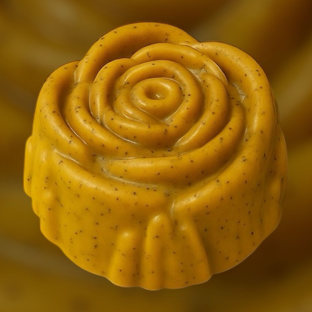 A yellow soap in the shape of a rose