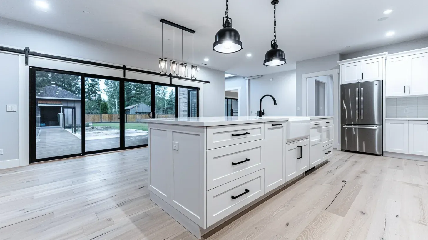 Vancouver BC kitchen remodel transformation including backsplash tile installation, hardwood flooring refinishing, and quartz countertop integration.
Custom kitchen renovation Vancouver displaying luxury finishes, waterfall island design, LED under-cabinet lighting, and design-build execution.
Modern kitchen remodeling Vancouver BC with granite countertop installation, shaker cabinetry, tile backsplash, and complete renovation services.
Vancouver kitchen renovation featuring marble island slab, integrated lighting upgrades, hardwood floors, and professional remodeling team.