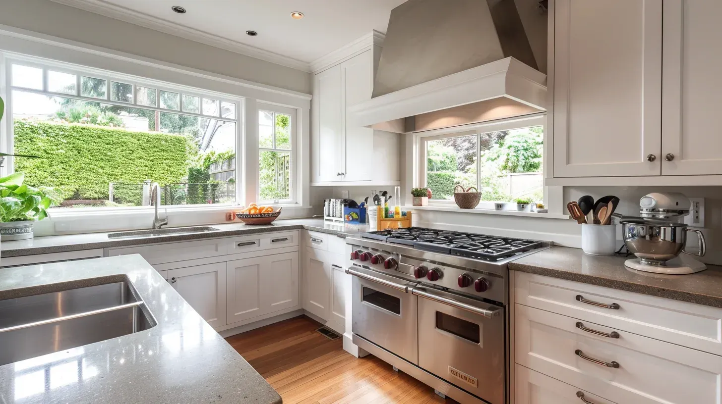 Residential kitchen renovation Vancouver BC with custom pantry storage, granite countertops, tile flooring installation, and complete kitchen layout optimization.
High-end Vancouver kitchen remodeling project featuring marble slab countertops, hardwood flooring refinishing, and full-service kitchen renovation management.
Vancouver kitchen remodel transformation with custom island construction, quartz slab installation, backsplash tile enhancement, and open-plan layout expansion.
Full-service kitchen renovation Vancouver BC including demolition, cabinetry replacement, quartz countertops, backsplash installation, and lighting upgrades.