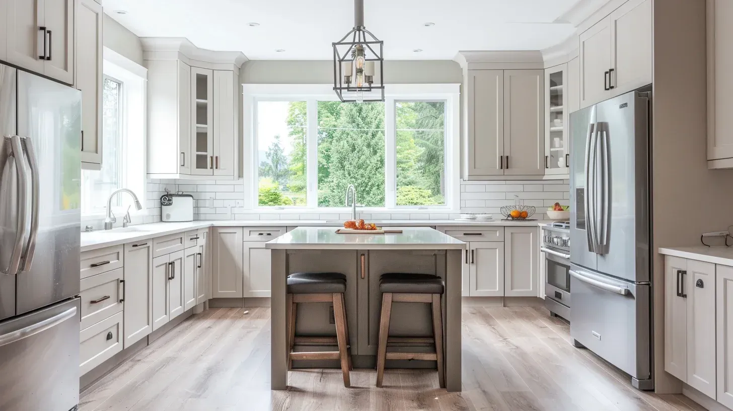 High-quality Vancouver kitchen remodel highlighting granite island seating, custom storage cabinetry, and modern lighting fixtures.
Modern kitchen renovation Vancouver BC including quartz slab countertops, tile backsplash design, and professional design-build execution.
Vancouver kitchen remodeling transformation showcasing marble surfaces, shaker cabinet installation, and full renovation services.
Luxury Vancouver kitchen renovation featuring bespoke cabinetry, granite waterfall island, hardwood flooring, and premium finish details.