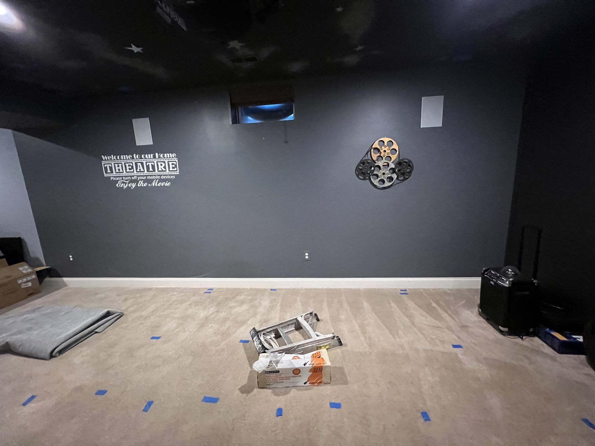 There is a ladder in the middle of the room.