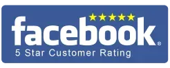 Facebook logo with five gold stars and