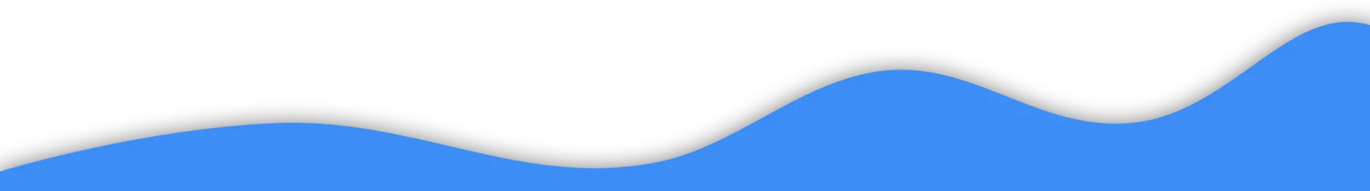 Blue wave-like graphic against a white background.