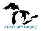A great lakes company logo with a map of the great lakes.