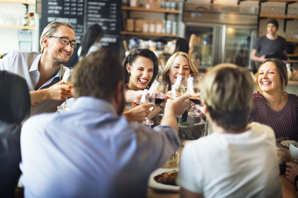 Joyful Dinner Party with Cheers, Dining, and Wine — Event Hire in Wodonga, NSW