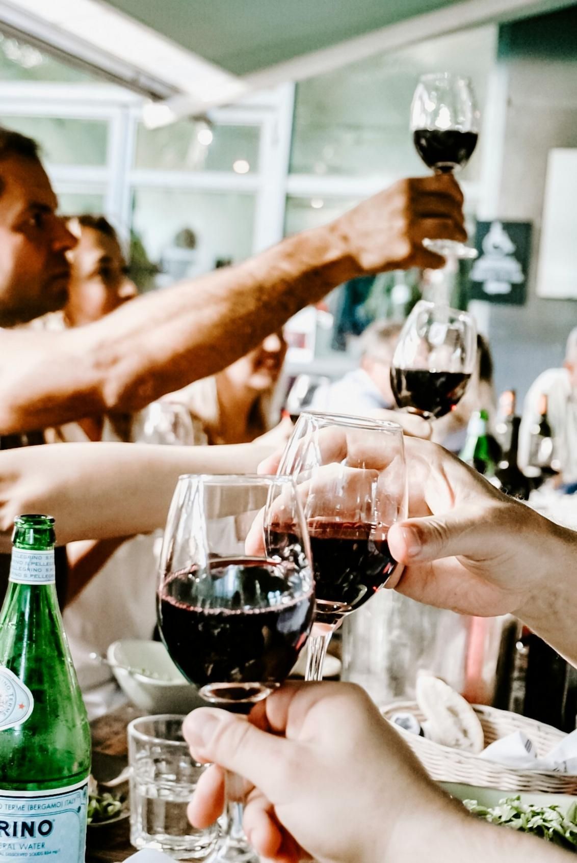 A Group of People Are Toasting With Wine Glasses at a Table — Event Hire in Wodonga, NSW