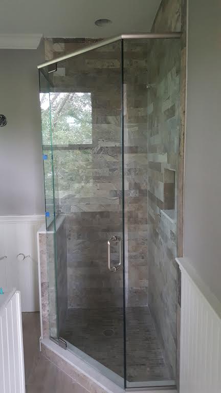 NEO ANGLE SHOWER DOOR 090616 — Glass and Mirror in Tarpon Springs, FL