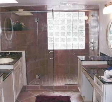 Large Bathroom with Enclosed Glass Shower — glass shower and tub enclosures in Tarpon Springs, FL