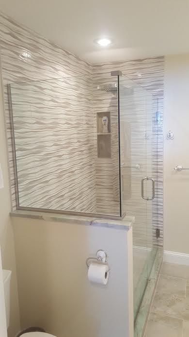 90° SHOWER DOOR AND PANEL 042817 — Glass and Mirror in Tarpon Springs, FL