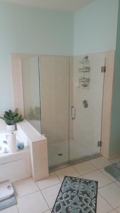 90° SHOWER WITH BRUSHED NICKEL 061417 — Glass and Mirror in Tarpon Springs, FL