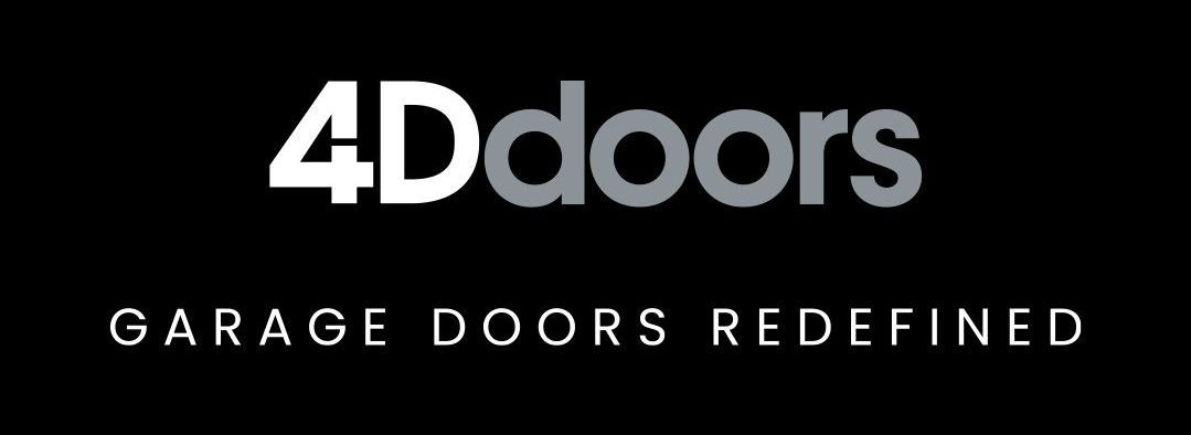 A black and white logo for 4d doors garage doors redefined
