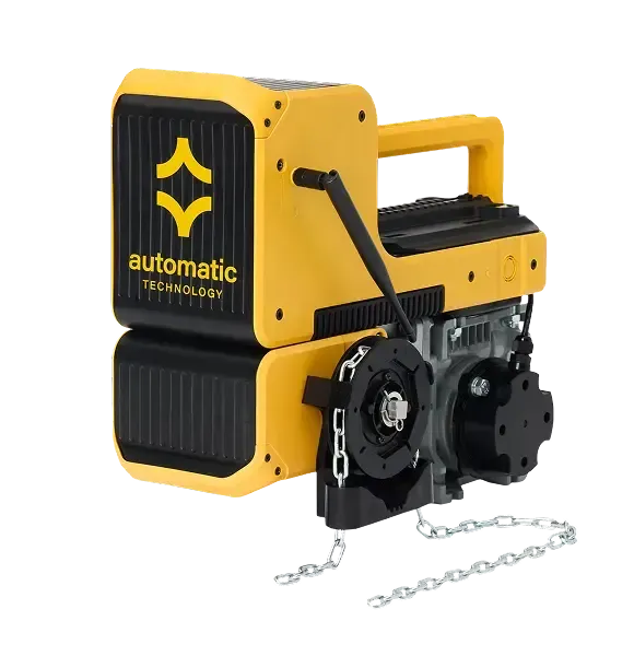 Yellow and black Automatic Technology garage door opener.