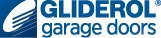 Logo for Gliderol garage doors, in blue and white.