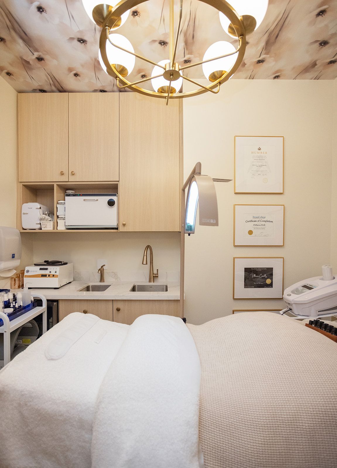 Technically optimized medical spa treatment room design with layered lighting and intentional detailing for professional skin services