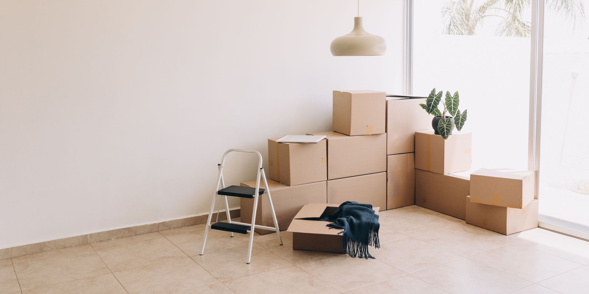 A person is putting bowls in a cardboard box.