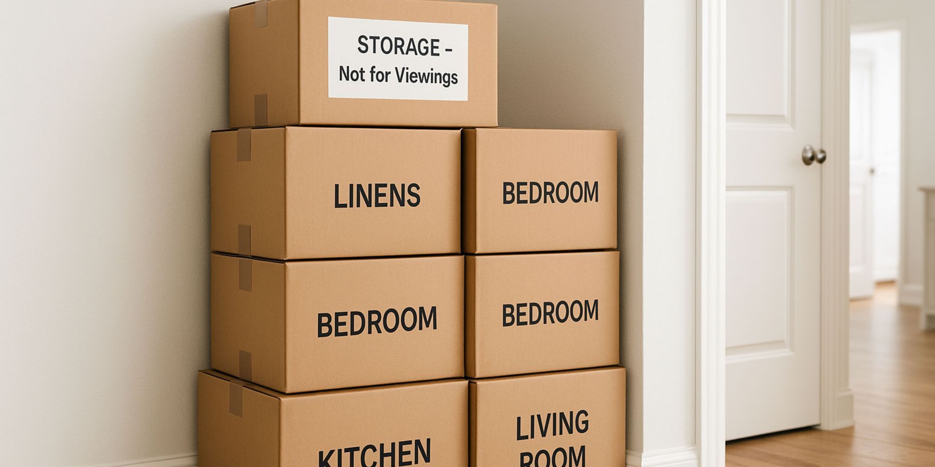 A stack of cardboard boxes stacked on top of each other in a room.