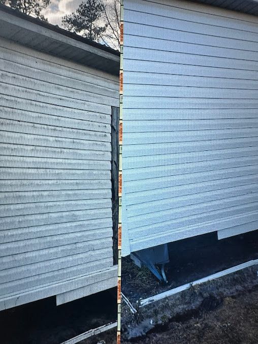 A picture of a house before and after being painted white.