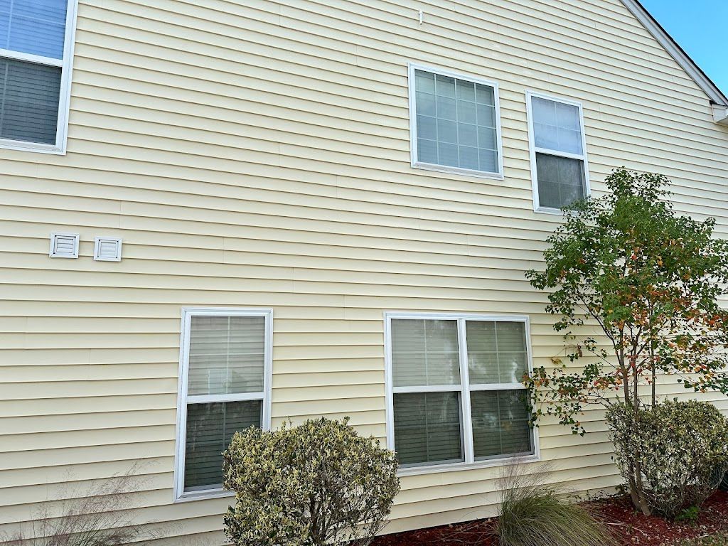 A house with a lot of windows and a tree in front of it.