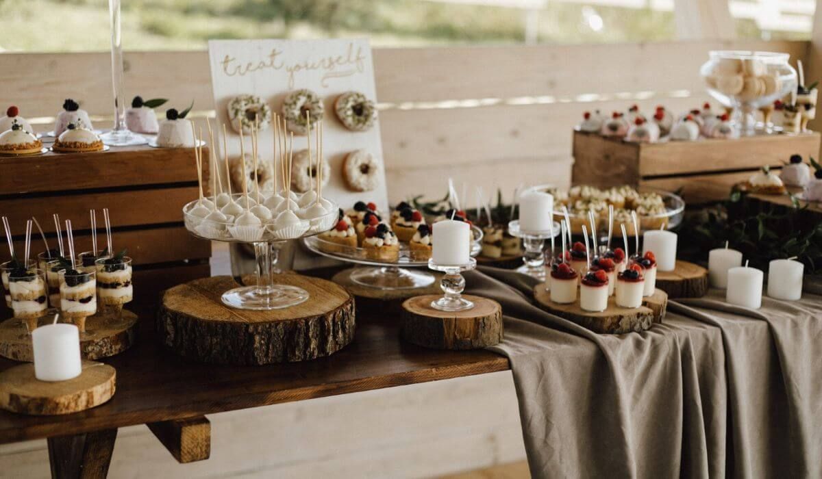 Beautifully styled wedding food and drink station
