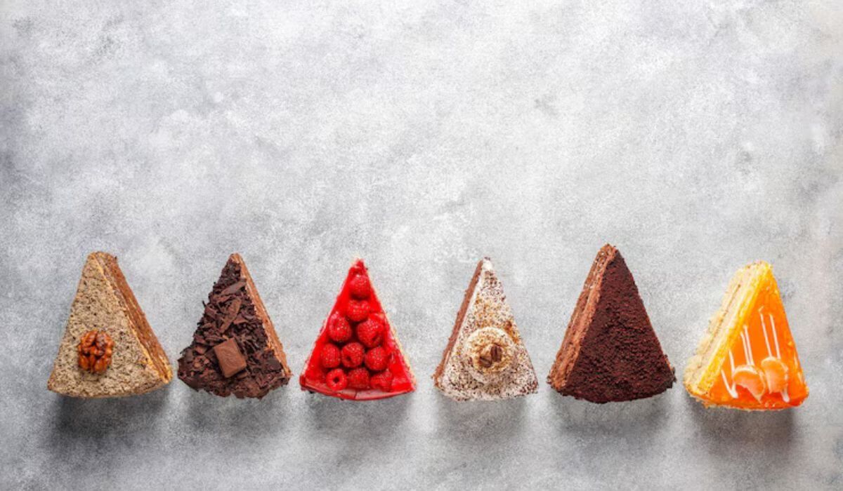 Cakes with uneven tiers and different textures
