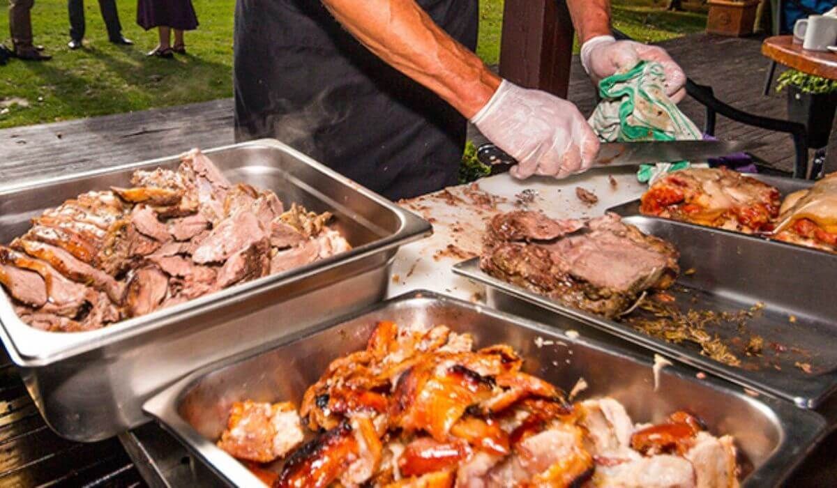 Spit roast catering setup
