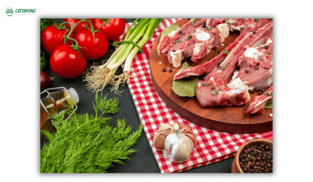 lamb meat preparation butcher table
